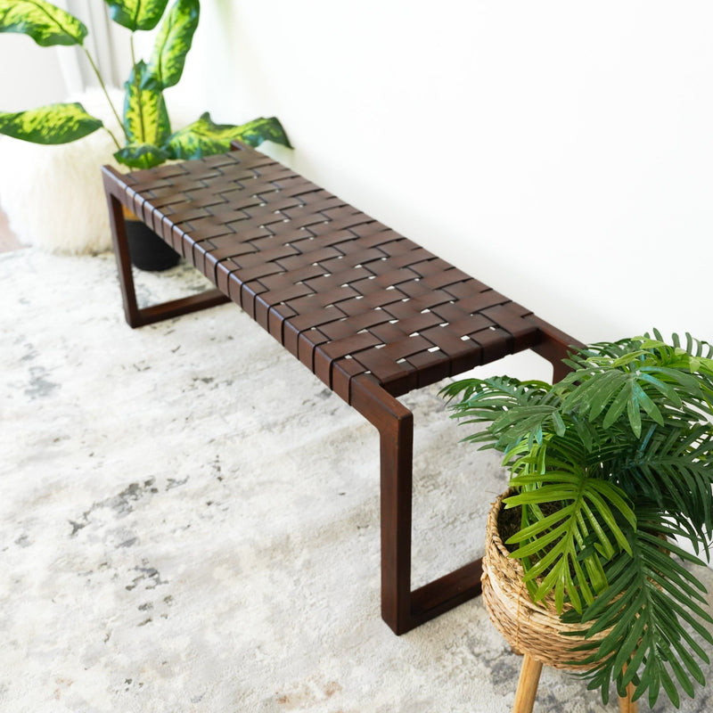 Christina - Bench - Cognac / Dark Brown / Tan by HouseOfZazla