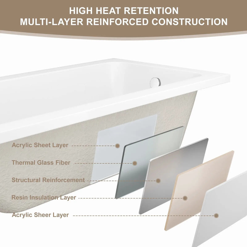 66-Inch Acrylic Built-In Soaking Tub - Glossy, photo 8 of 10