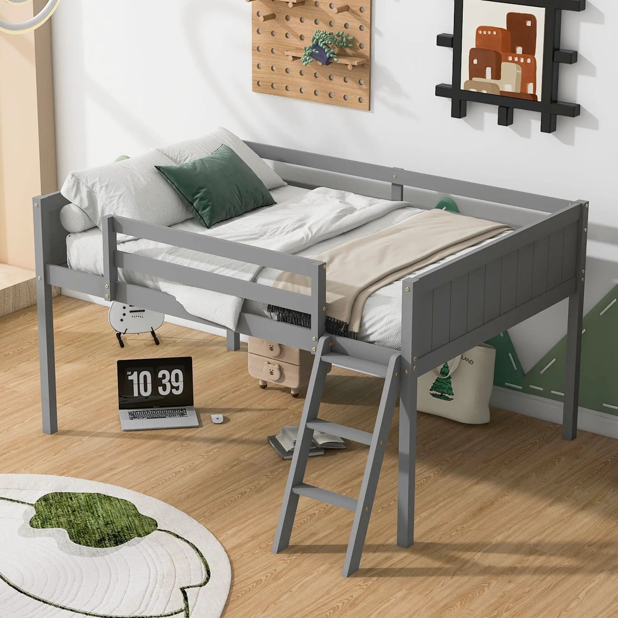 Low Loft Bed With Adjustable Ladder by Unique Piece Furniture