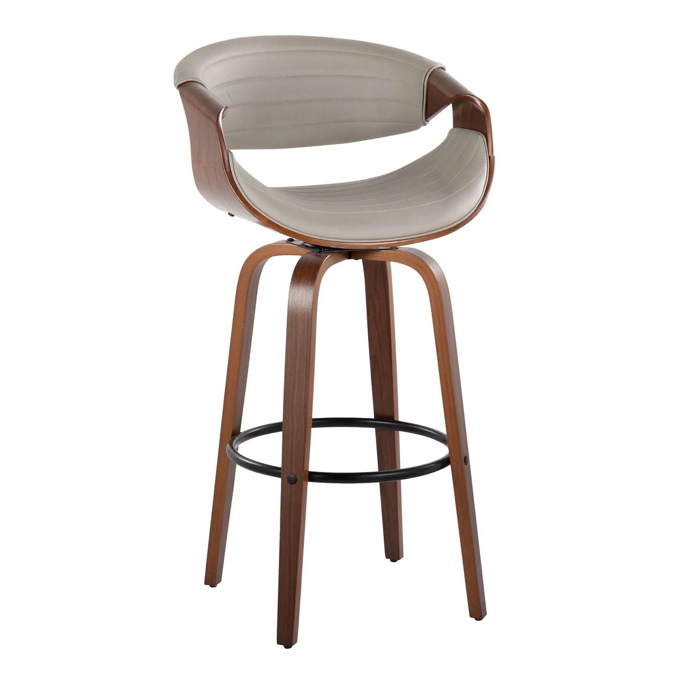 Symphony - Mid Century Modern Fixed Height Barstool With Swivel With Round Footrest (Set of 2) by HouseOfZazla