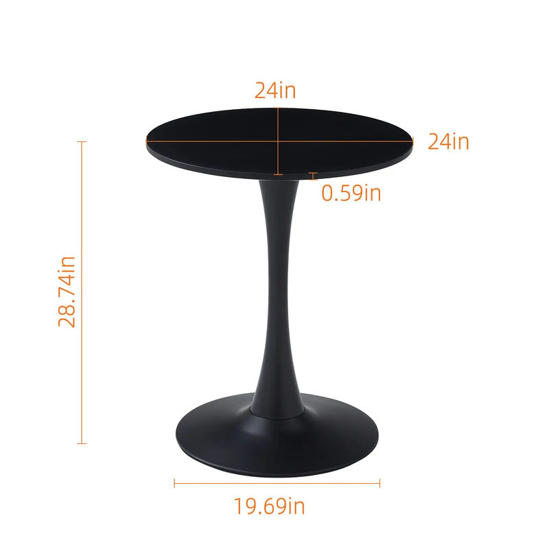 Black Round Dining Table with MDF Top and Matte Iron Base by HouseOfZazla