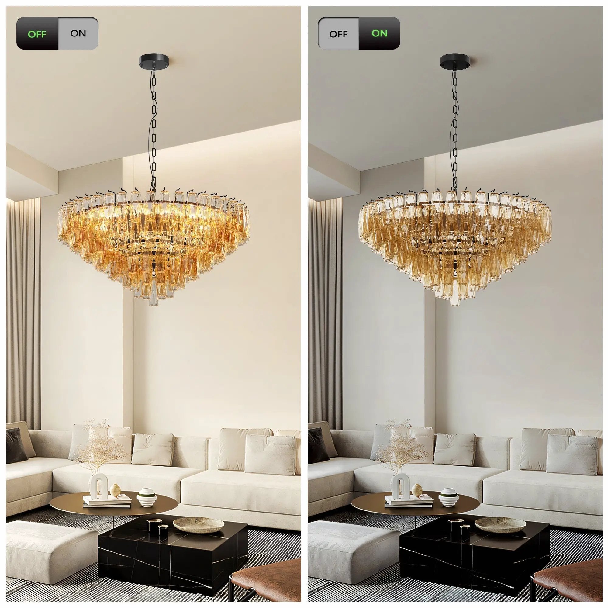Modern Round 14-Light Black Chandelier with Smoke Glass Tubes by HouseOfZazla