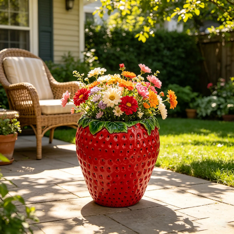 15'' Tall Strawberry Shaped Planter Pot by HouseOfZazla