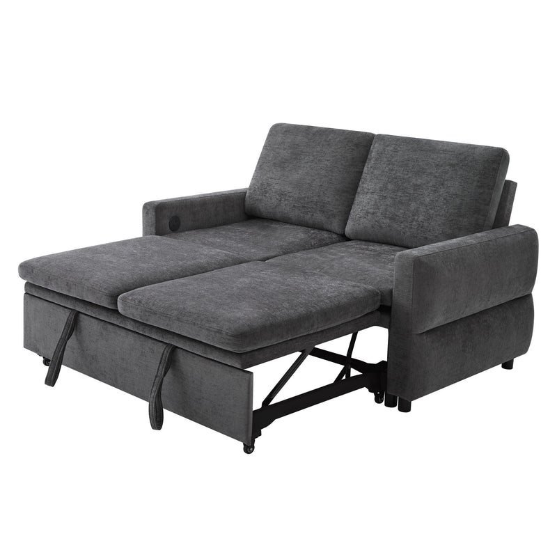 Convertible Sofa Bed Loveseat With Adjustable Backrest And USB Ports by HouseOfZazla