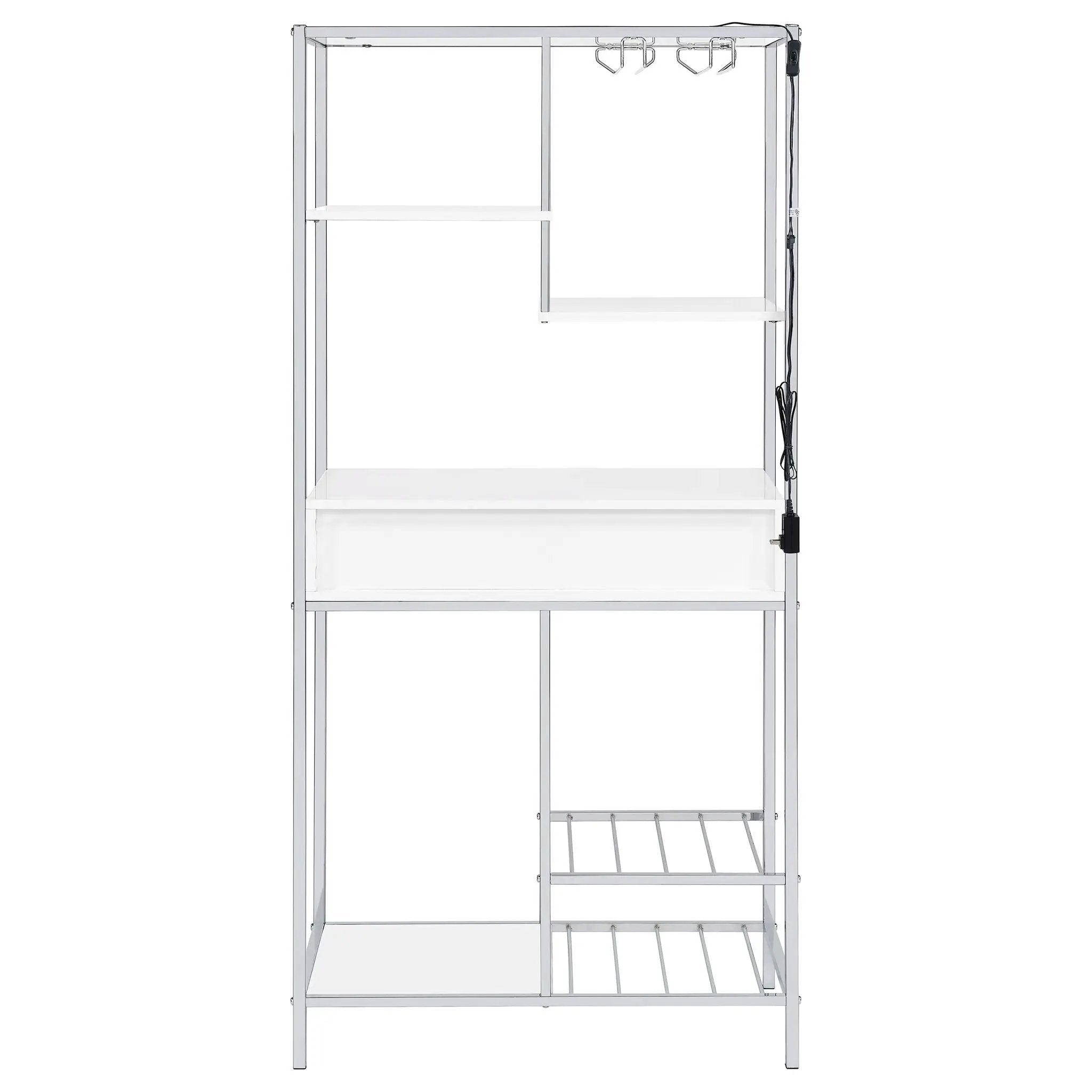 Draper - 5 Shelf LED Wine Cabinet With Pull Out Drawer - Gloss White