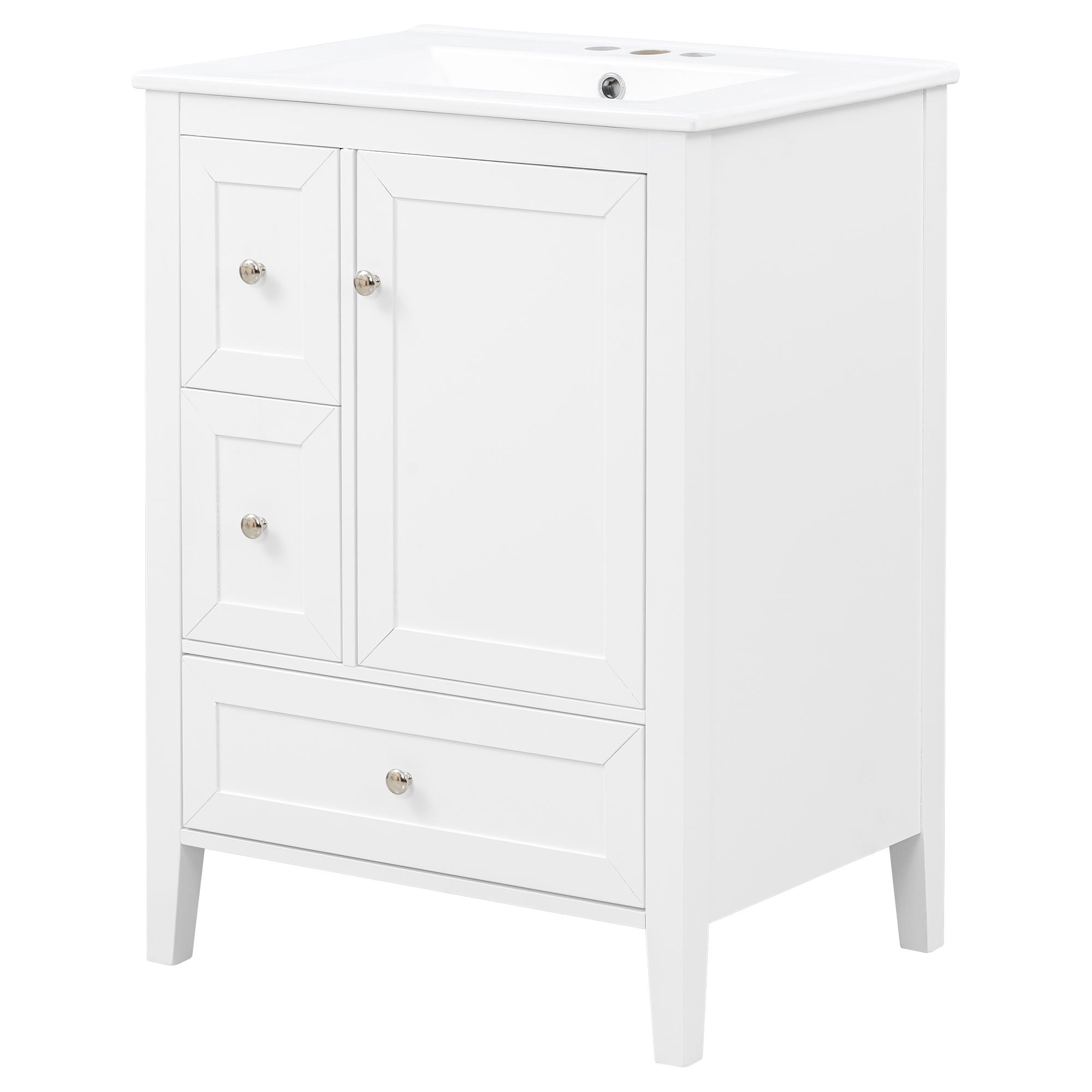 Modern Bathroom Vanity With Sink, Soft Close Drawers & Door, Storage Rack by HouseOfZazla