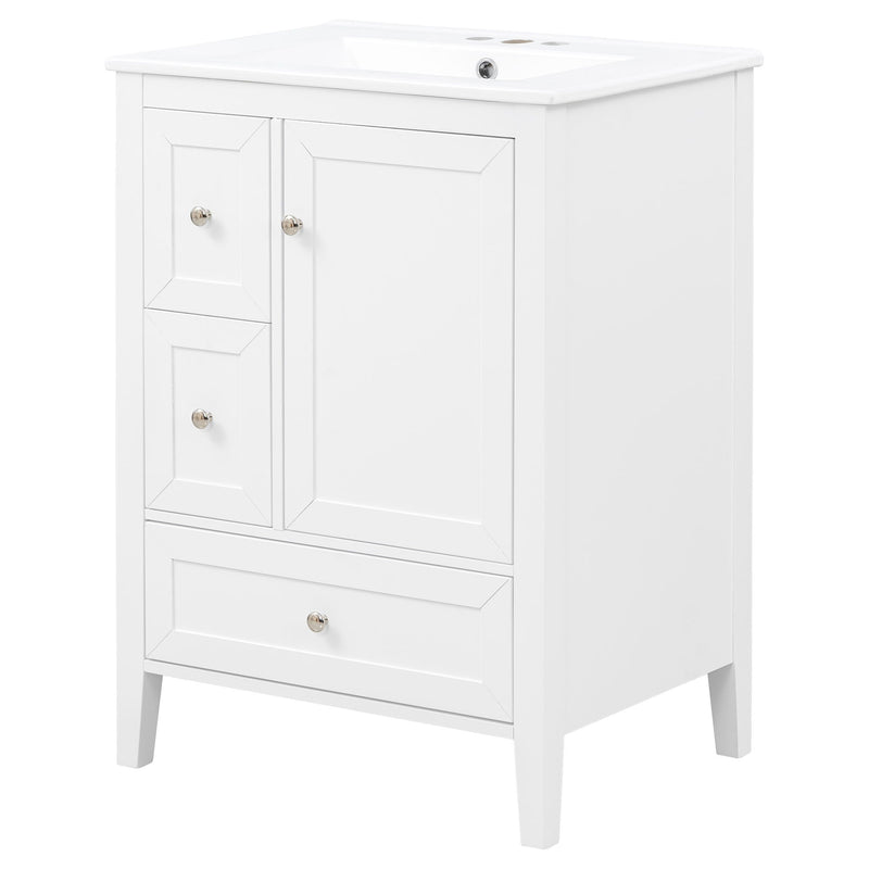 Modern Bathroom Vanity With Sink, Soft Close Drawers & Door, Storage Rack by HouseOfZazla