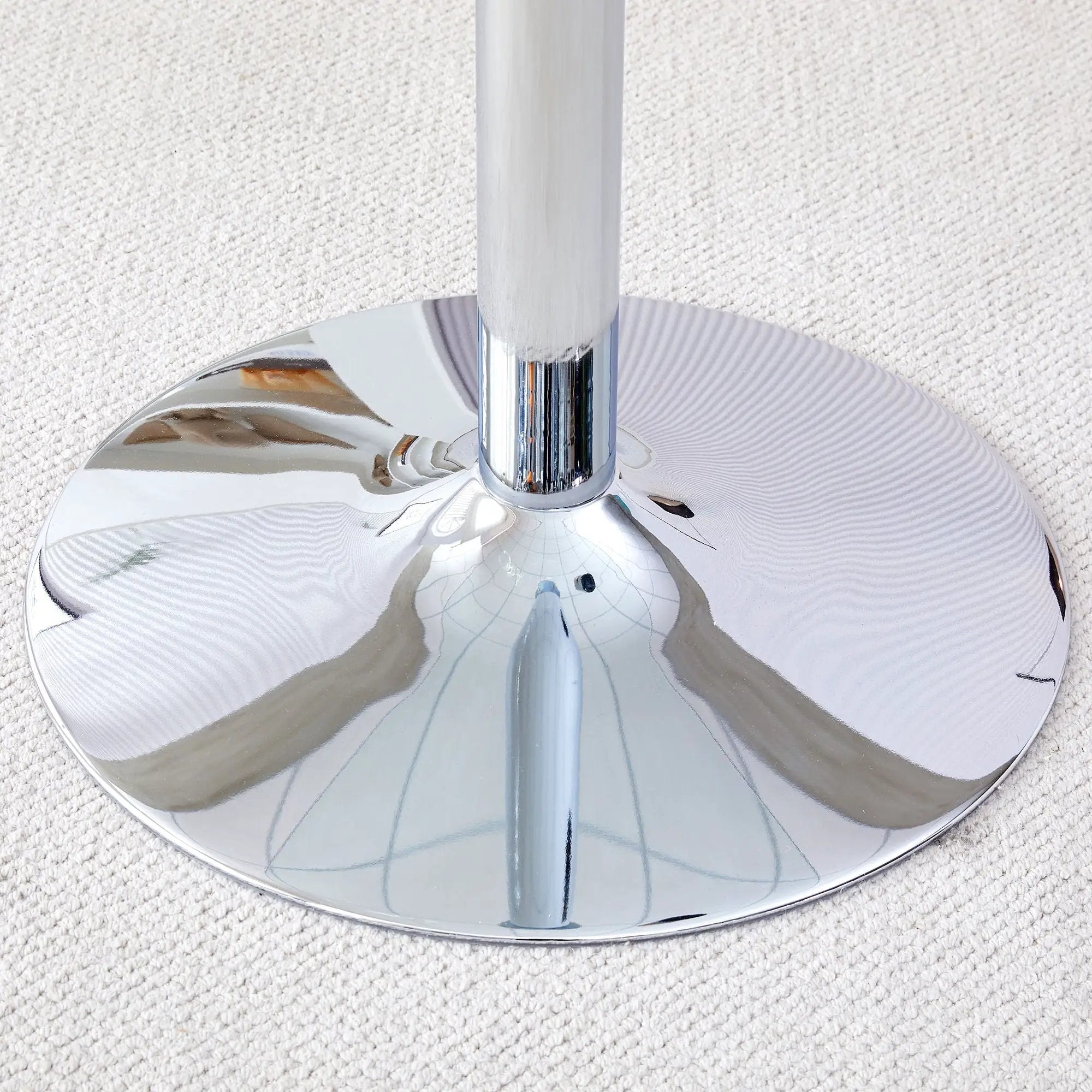 Modern Minimalist Circular Glass Dining Table With Electroplated Metal Legs 35" Diameter - Transparent by Unique Piece Furniture