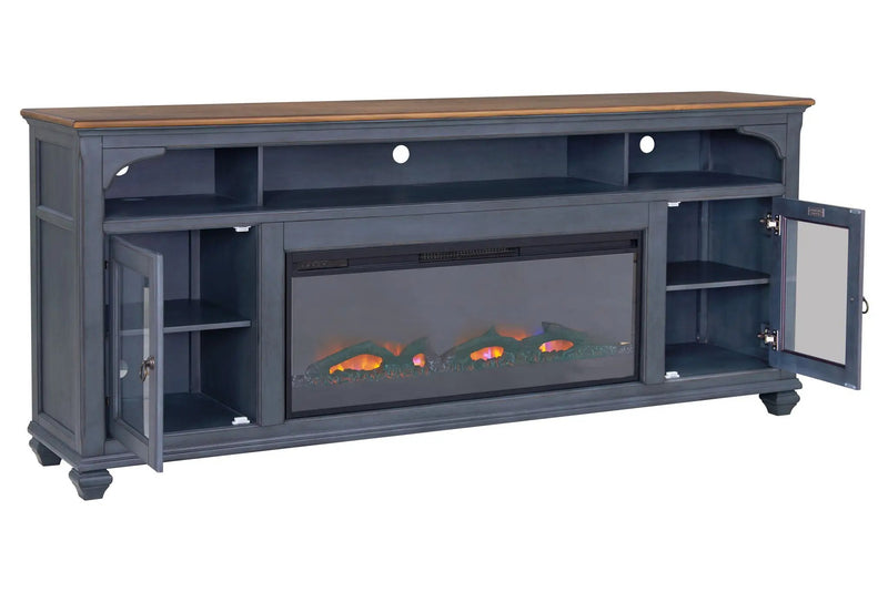 Fireplace TV Stand For TVs Up To 95" - Blue by HouseOfZazla