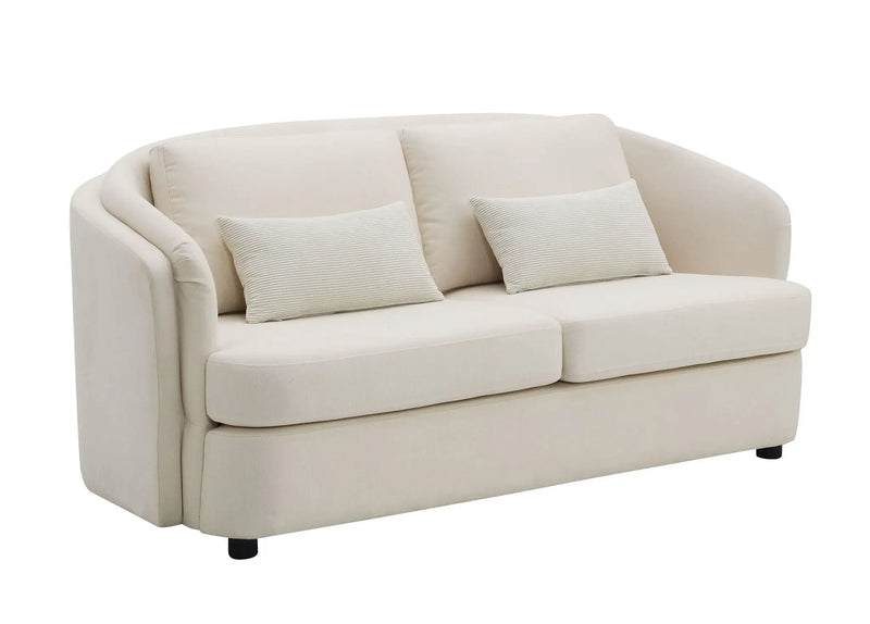 Mariko - Linen Loveseat With 2 Toss Pillows - Beige by HouseOfZazla