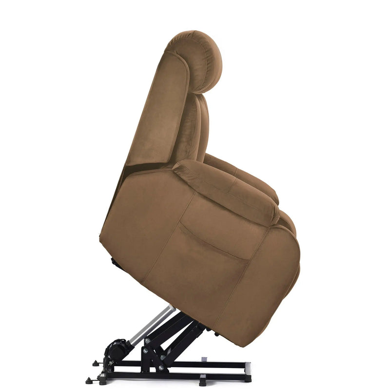 Lift Chair Recliner Power Remote Control Recliner Sofa Relax Soft Chair Anti - Skid Australia Cashmere Fabric Furniture Living Room - Brown by HouseOfZazla