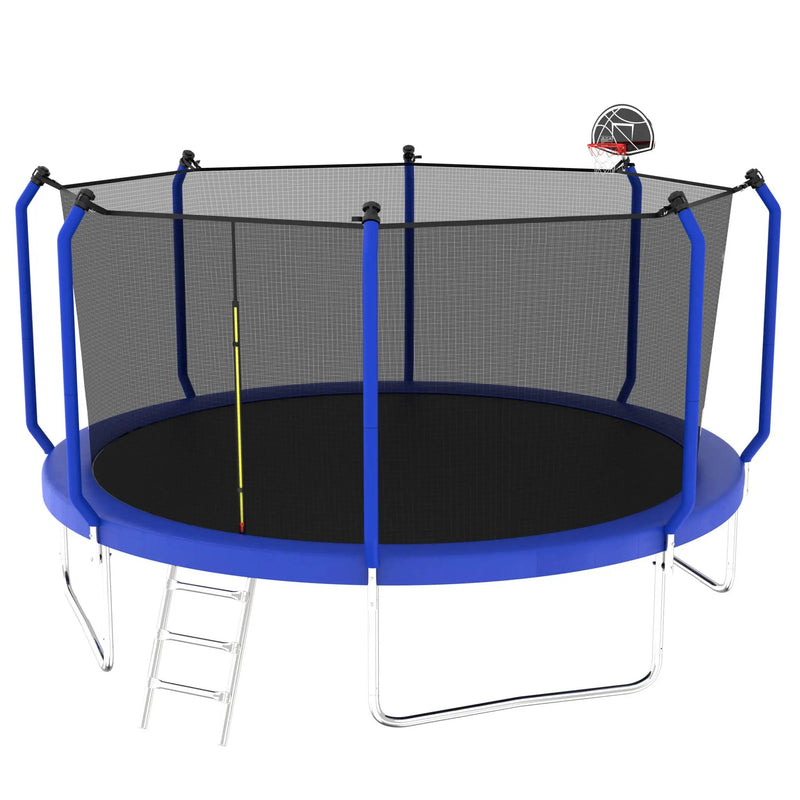 Trampoline With Basketball Hoop, Astm Approved Reinforced Type Outdoor Trampoline With Enclosure Net by HouseOfZazla