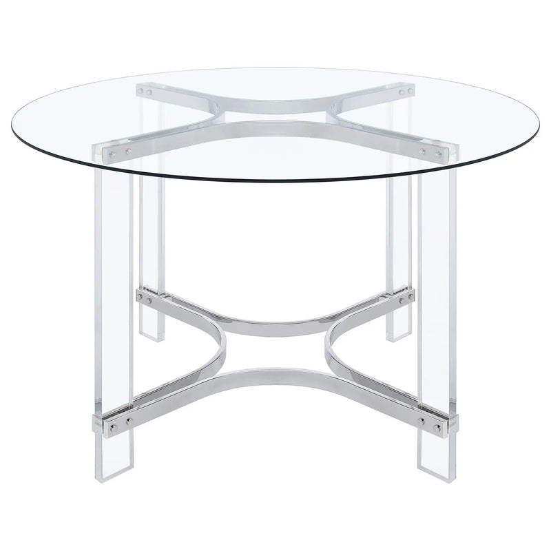 Keeling 5-piece Round Glass Top Acrylic Dining Set Chrome by Unique Piece Furniture