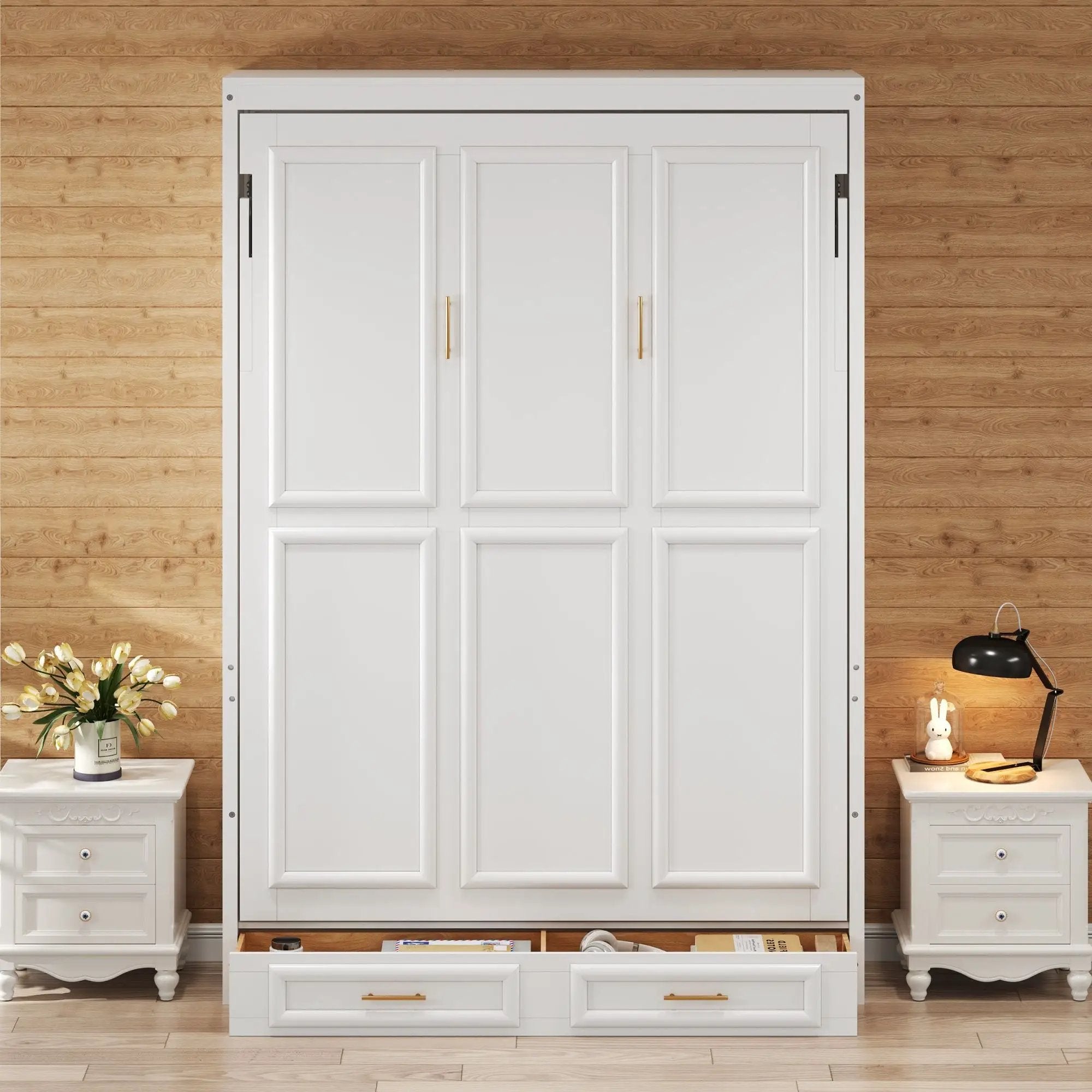 Full Size Murphy Bed With 2 Drawers - Beige by HouseOfZazla
