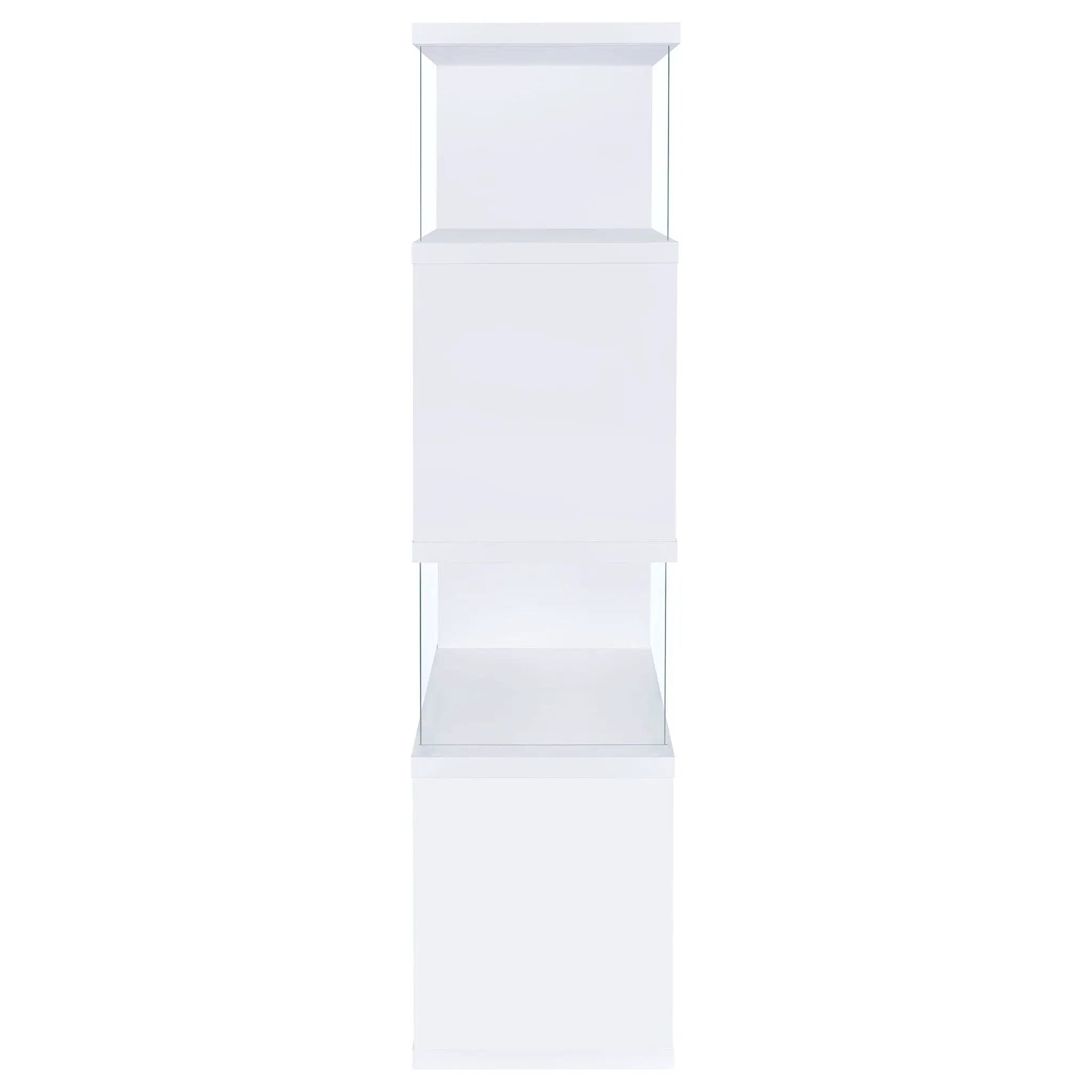 Emelle 63-inch 4-shelf Glass Panel Bookshelf White by Unique Piece Furniture