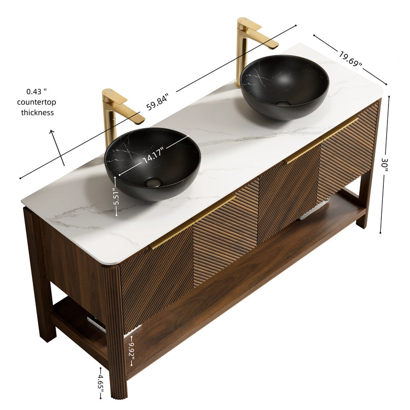 Indigo 60" Bathroom Vanity with Sinter Stone Countertop by HouseOfZazla