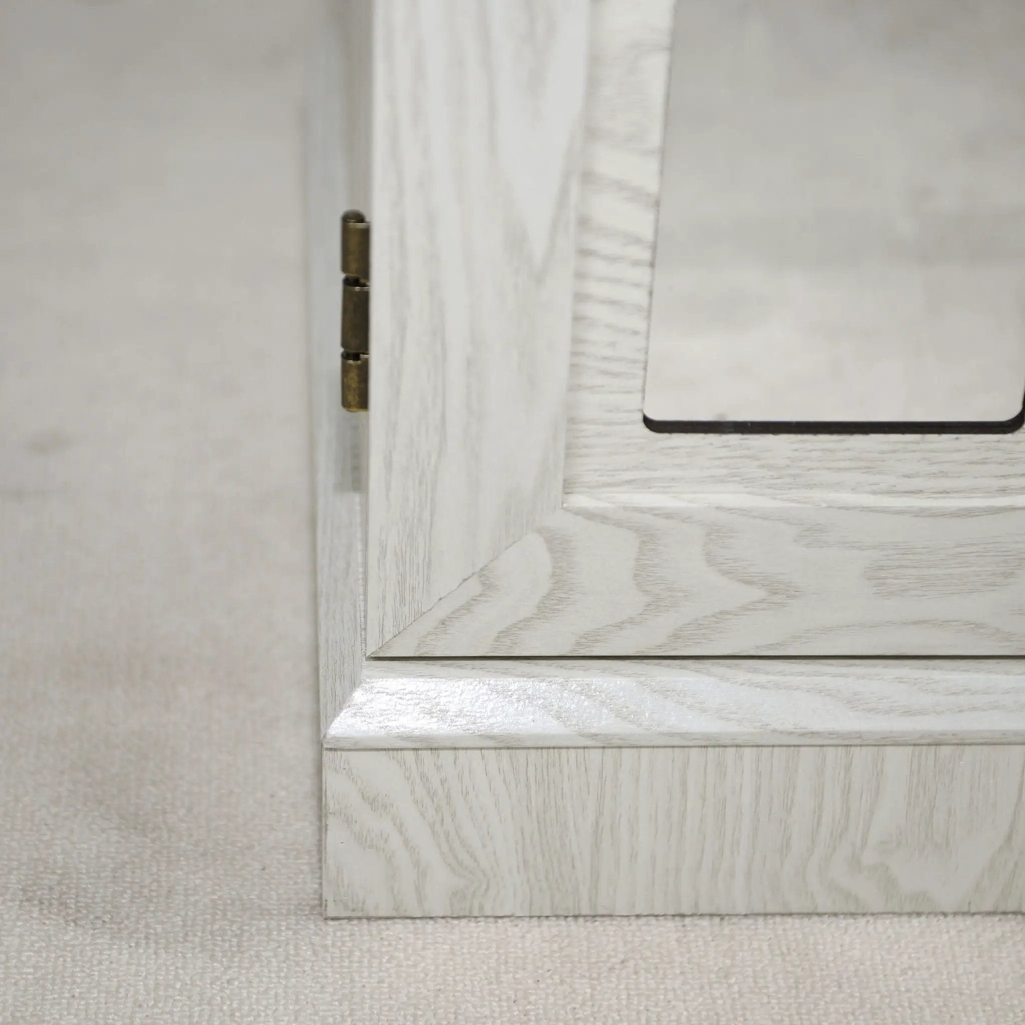 Sideboard Cabinet With Mirrored Doors, Adjustable Shelf, Metal Handles