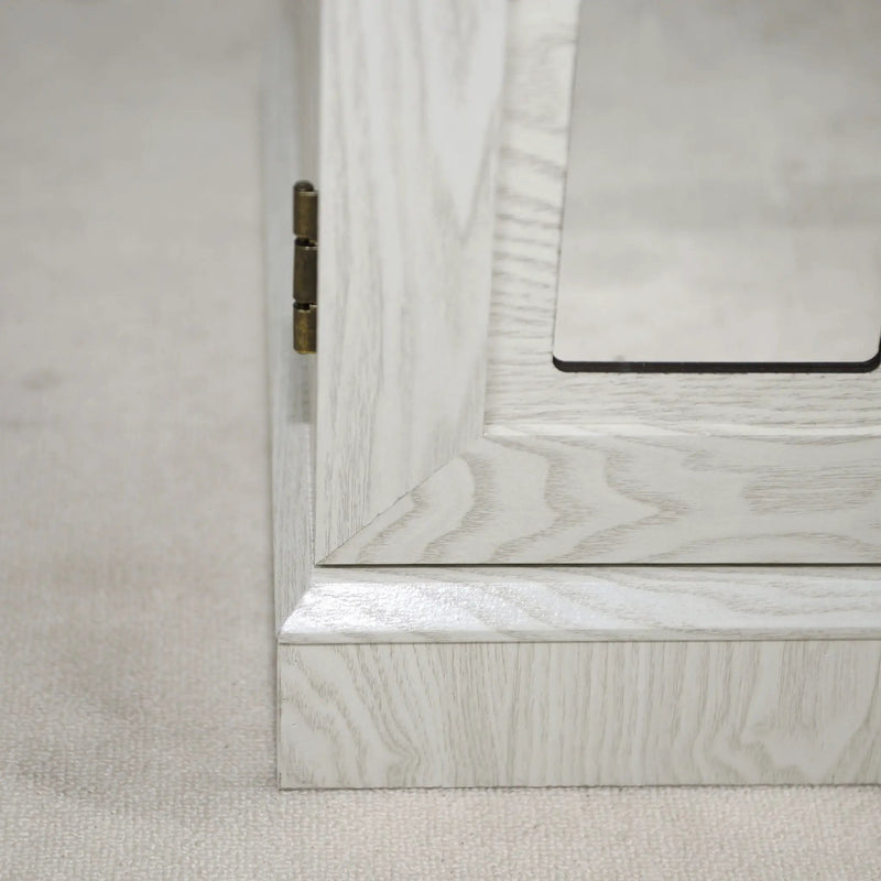 Sideboard Cabinet With Mirrored Doors, Adjustable Shelf, Metal Handles