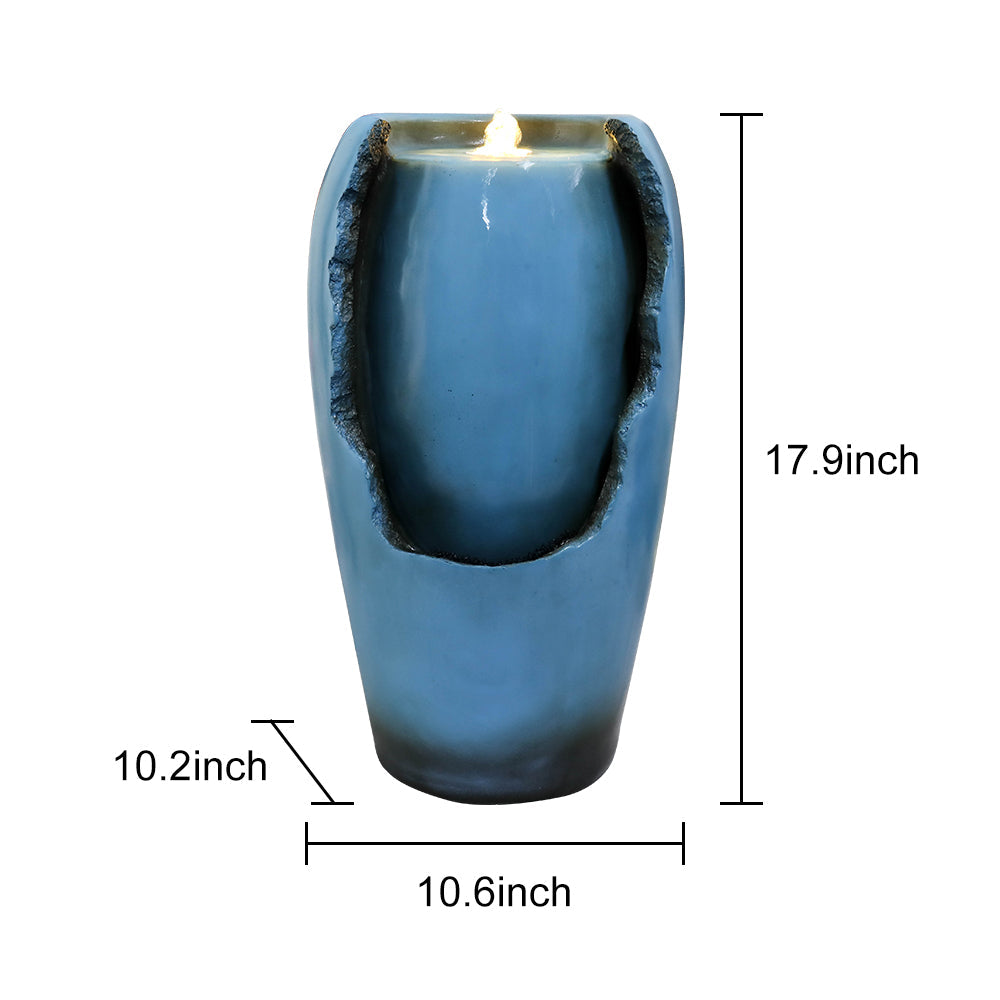 Resin Blue Vase Water Fountain Tabletop with LED, photo 3 of 10