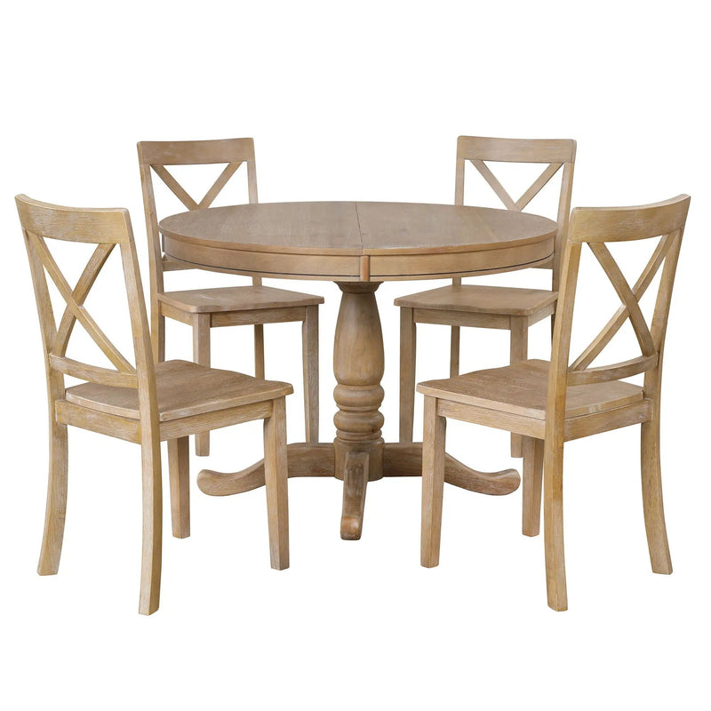 Modern Dining Table Set For 4, Round Table And 4 Kitchen Room Chairs, 5 Piece Kitchen Table Set For Dining Room, Dinette, Breakfast Nook by HouseOfZazla
