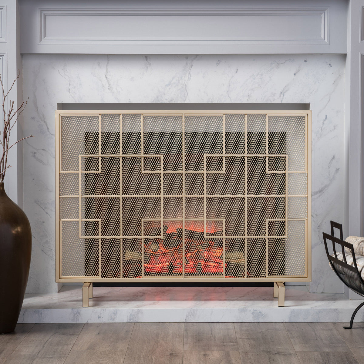 Dorothy Modern Single Panel Iron Fire Screen, photo 3 of 9