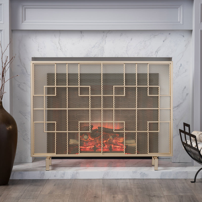 Dorothy Modern Single Panel Iron Fire Screen, photo 3 of 9