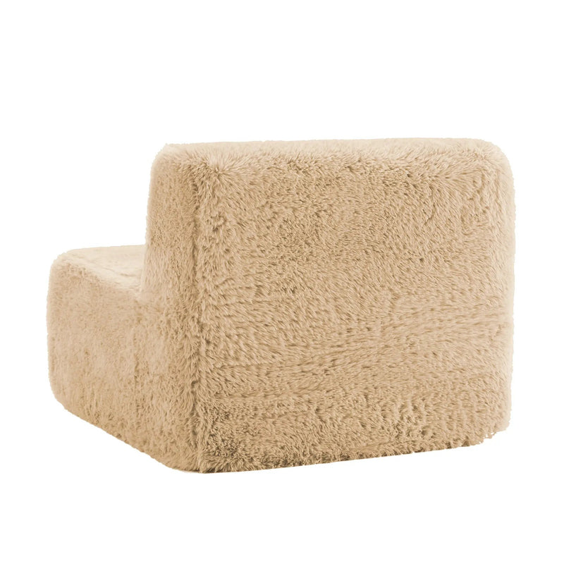 Aviana Armless Sofa with Pillow – Plush Fabric, Light Khaki by HouseOfZazla