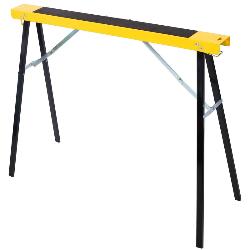 Folding Portable Saw Horses 2 Pack With Fast Open Legs, Heavy Duty For Garage And Workshop - Yellow / Black by HouseOfZazla