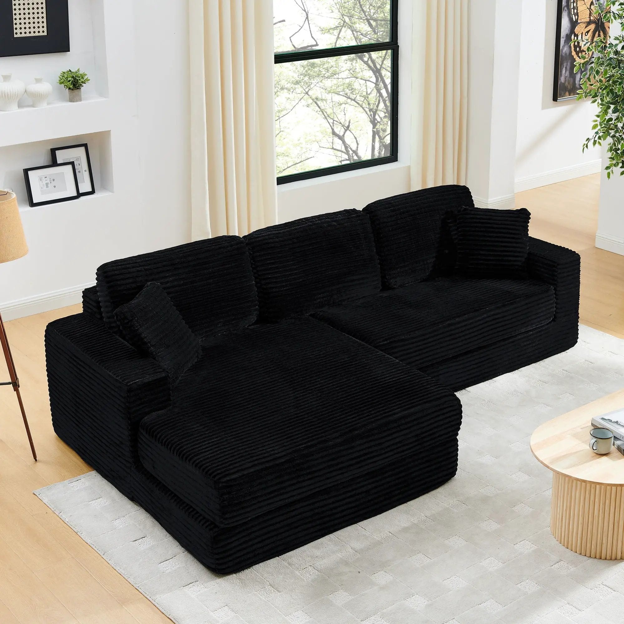 Modern Minimalist L Shape Modular Sectional Sofa, Couch by HouseOfZazla