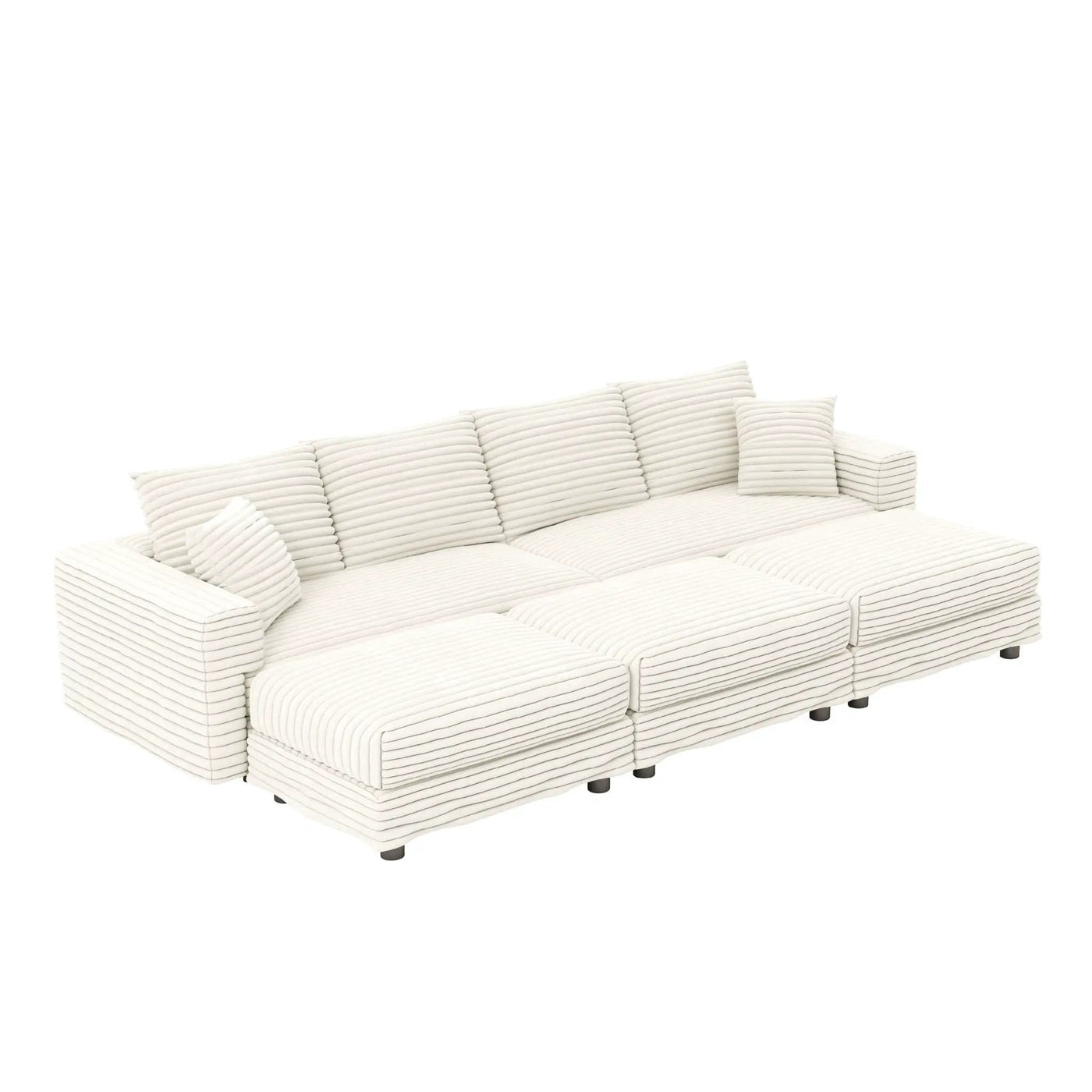 Deep Seat Convertible Sofa With Soft Pillows And Ottomans by HouseOfZazla