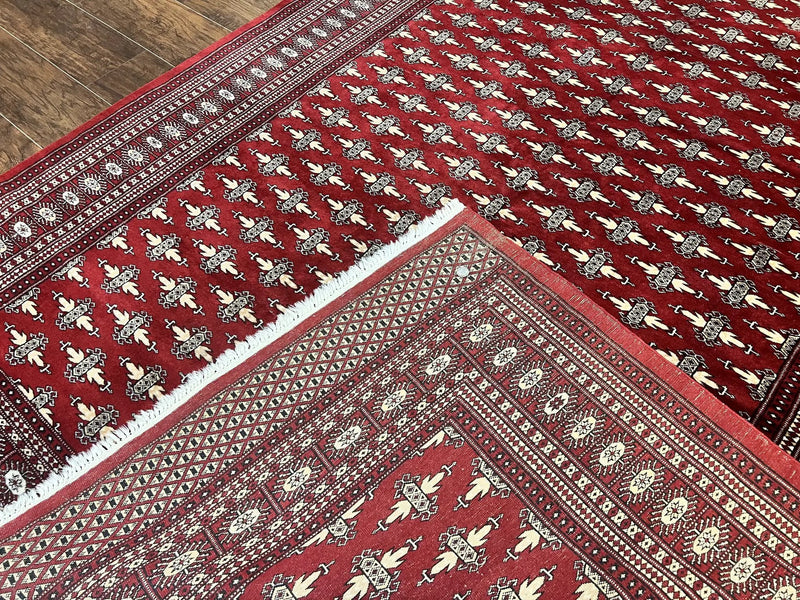 Pakistani Turkoman Bokhara Rug 6x9, Fine Wool Vintage Hand Knotted Handmade Yamud Oriental Carpet 6 x 9, Red Turkoman Rug, Tribal Rug by Jewel Rugs