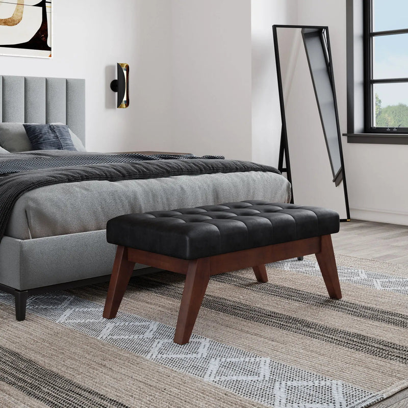 Draper - Upholstered Mid Century Tufted Ottoman Bench by HouseOfZazla