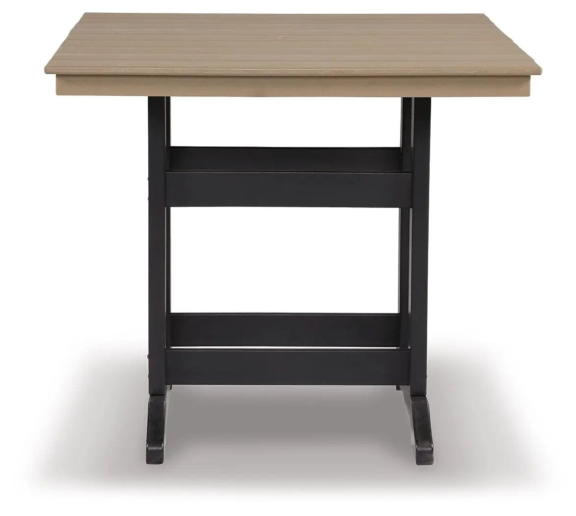 Fairen Trail - Square Counter TBL w/Umb OPT - Black / Driftwood by Unique Piece Furniture