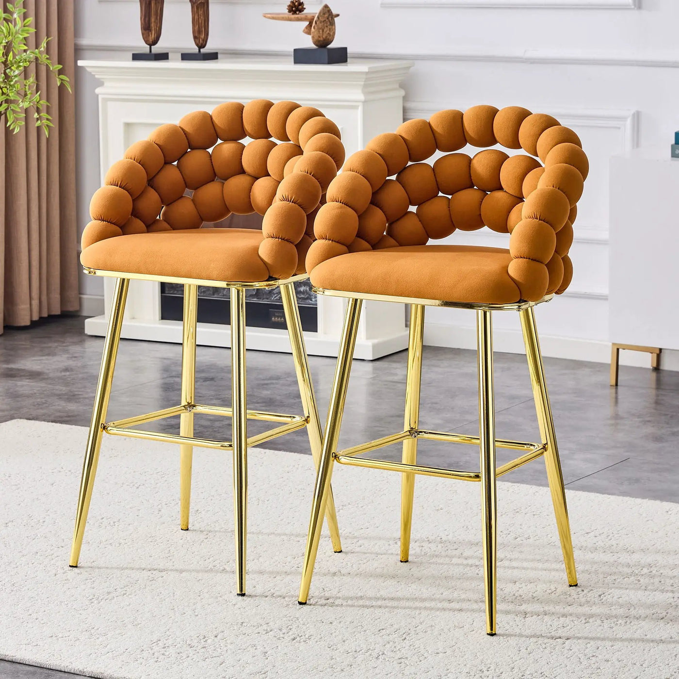 Bubble, Ball Chain Tufted Bar Chairs For Kitchen Island & Home Bar (Set of 2) by HouseOfZazla
