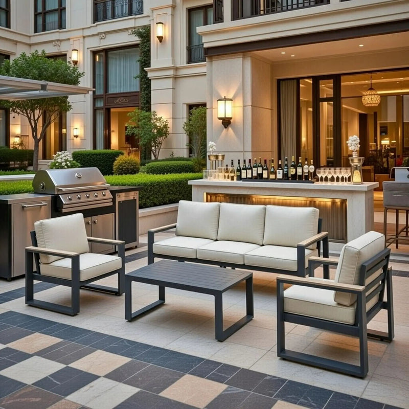 Modern Outdoor Sofa Set With Coffee Table by HouseOfZazla