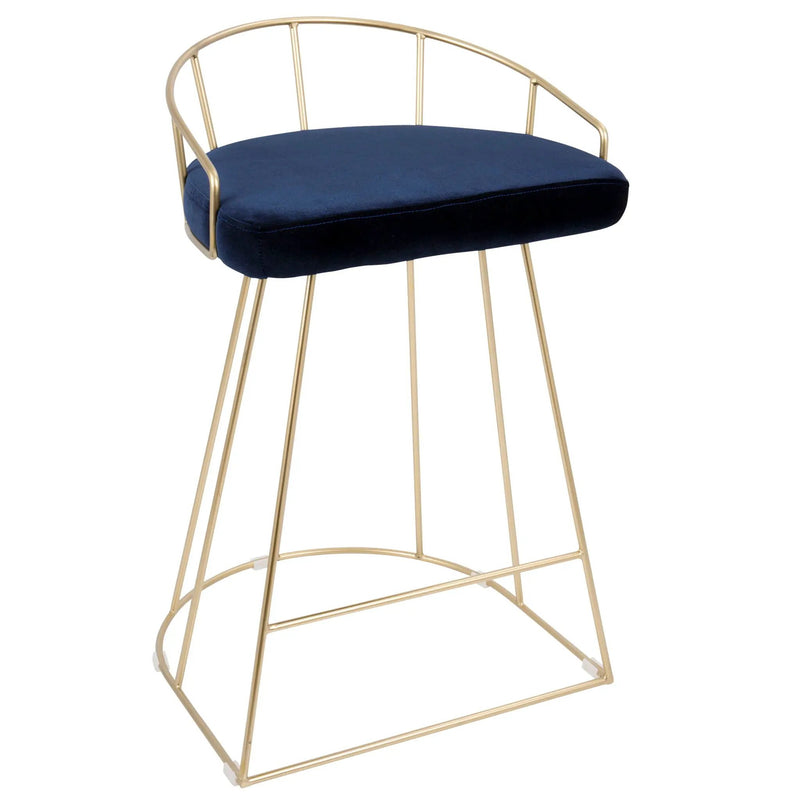 Canary - Contemporary / Glam Counter Stool (Set of 2) - Gold / Blue by HouseOfZazla