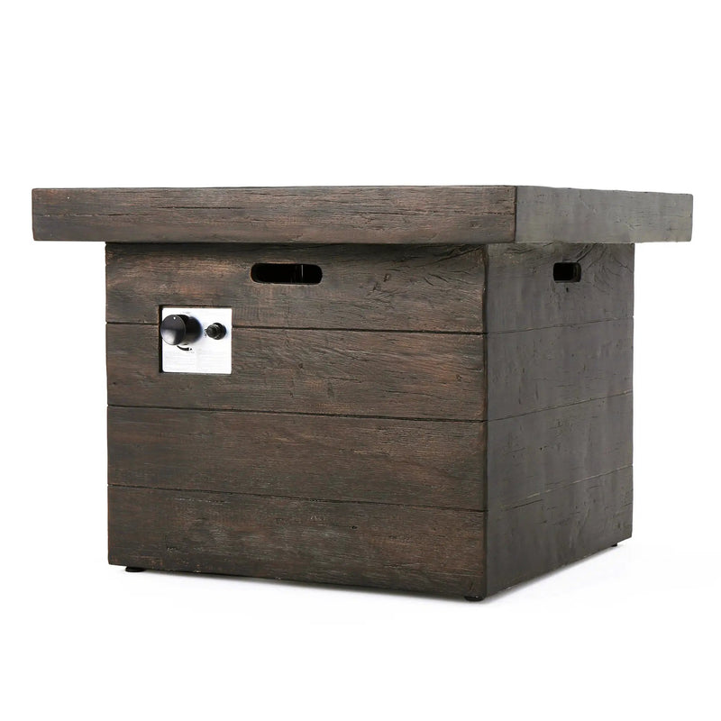 Anchorage 32'' Wood Square MGO Fire Pit Brown - 40,000 BTU by HouseOfZazla