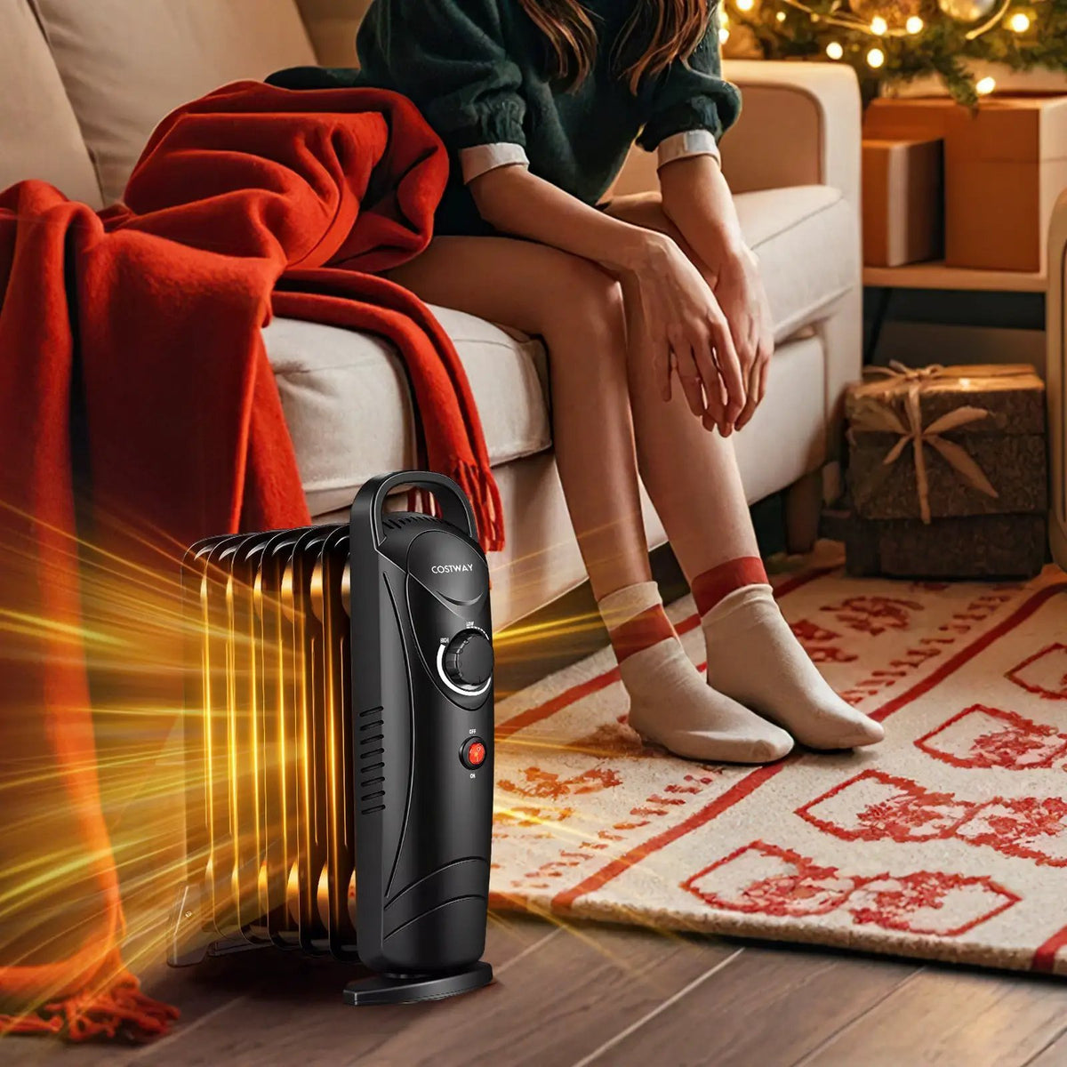 700W Electric Oil Filled Radiator Heater with Adjustable Thermostat, photo 15 of 16