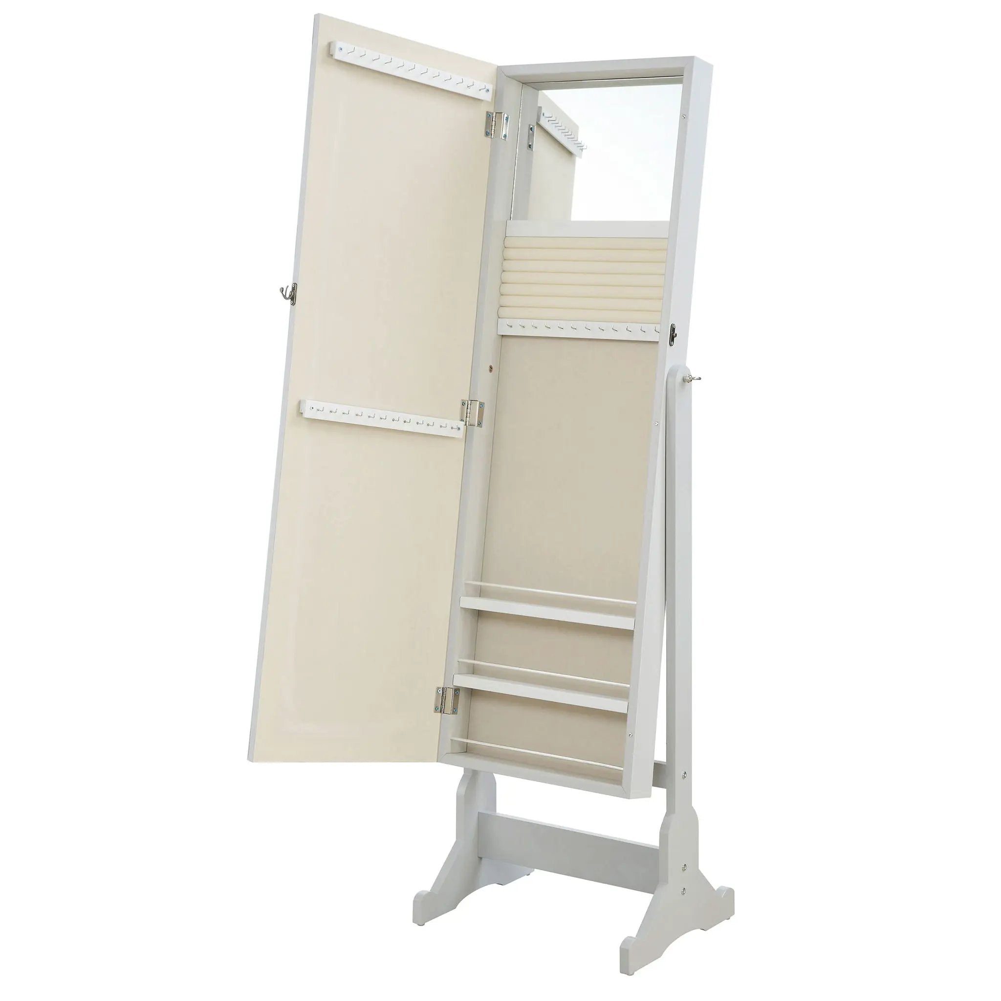 Yvonne Cheval Mirror with Jewelry Storage Dove Grey by Unique Piece Furniture
