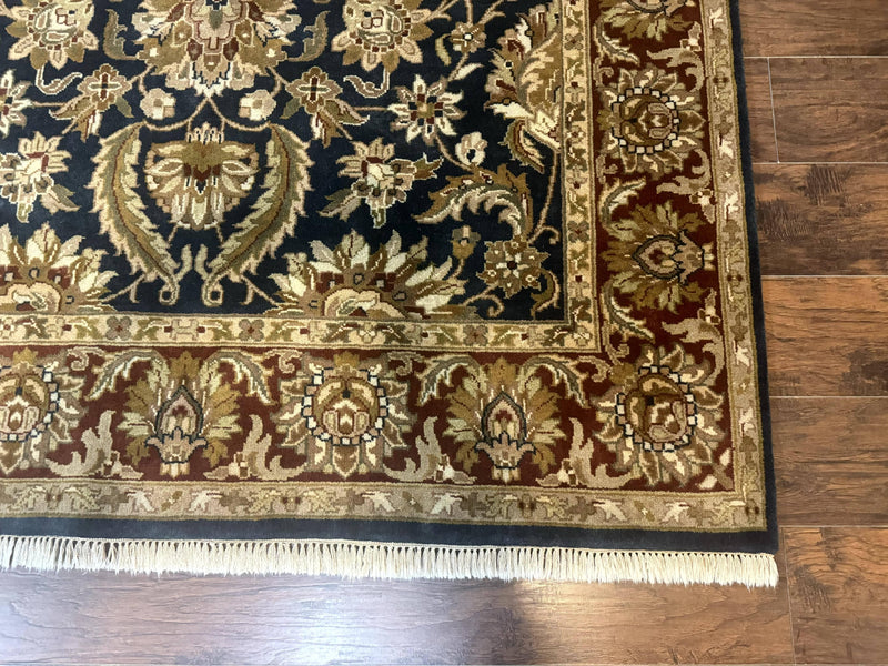 Indian Agra Rug 6x9, Floral, Traditional Rug, Dark Green Maroon Tan by Jewel Rugs