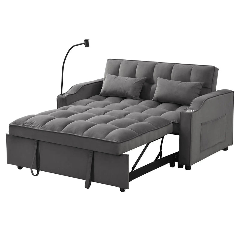 Sofa Bed With Trundle For Small Rooms - Dark Gray by Unique Piece Furniture
