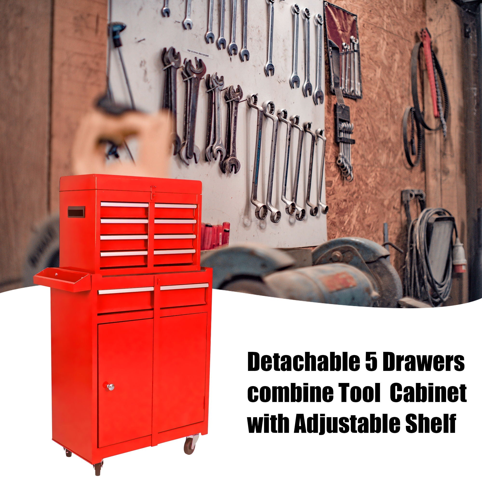 High Capacity Rolling Tool Chest With Wheels And Drawers, Storage Cabinet by HouseOfZazla