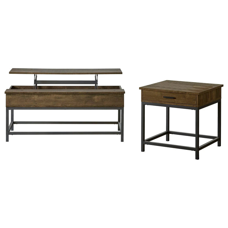 Byers 2-piece Lift Top Coffee and End Table Set Brown Oak by Unique Piece Furniture