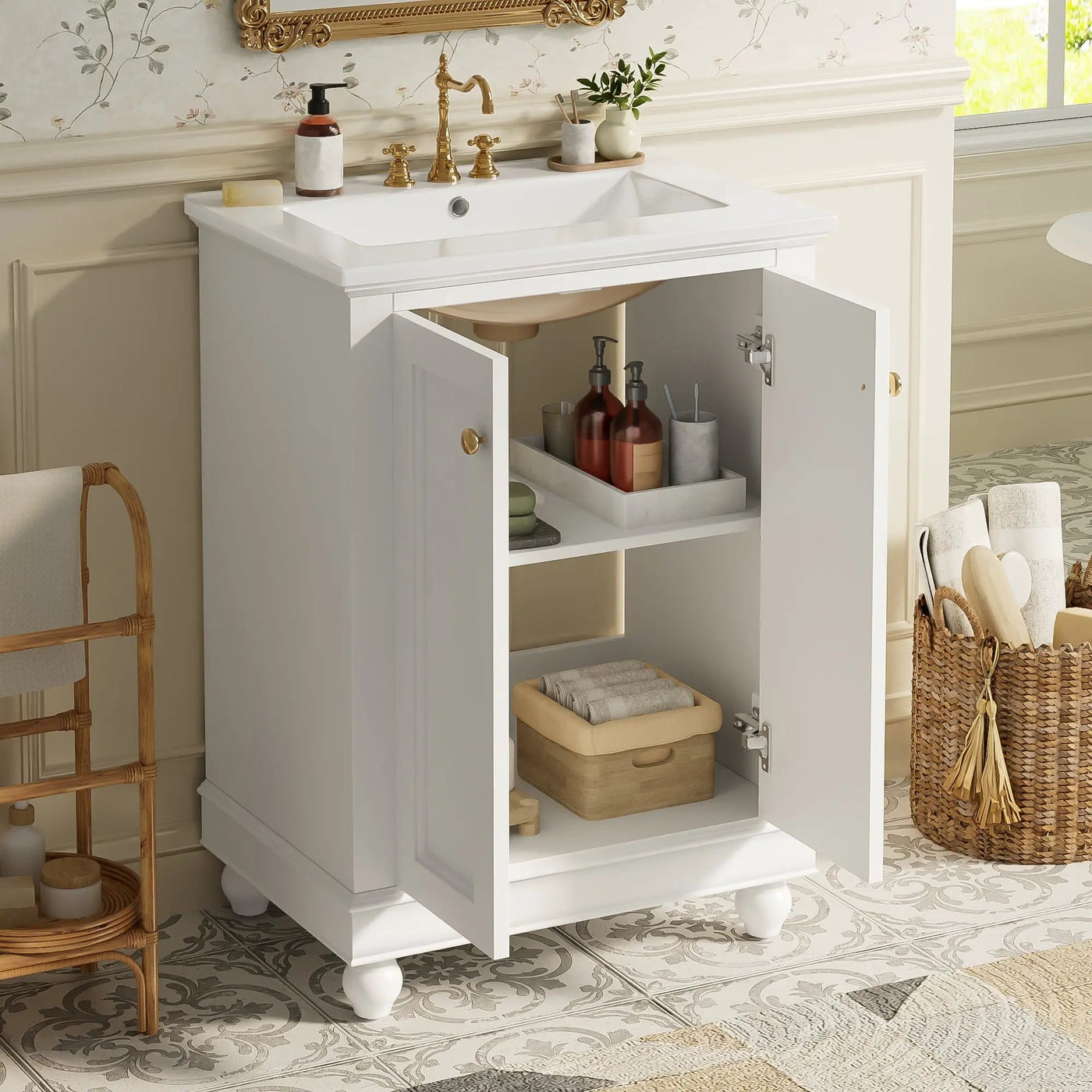 24 Inch Modern Bathroom Vanity Cabinet With Ceramic Sink by HouseOfZazla