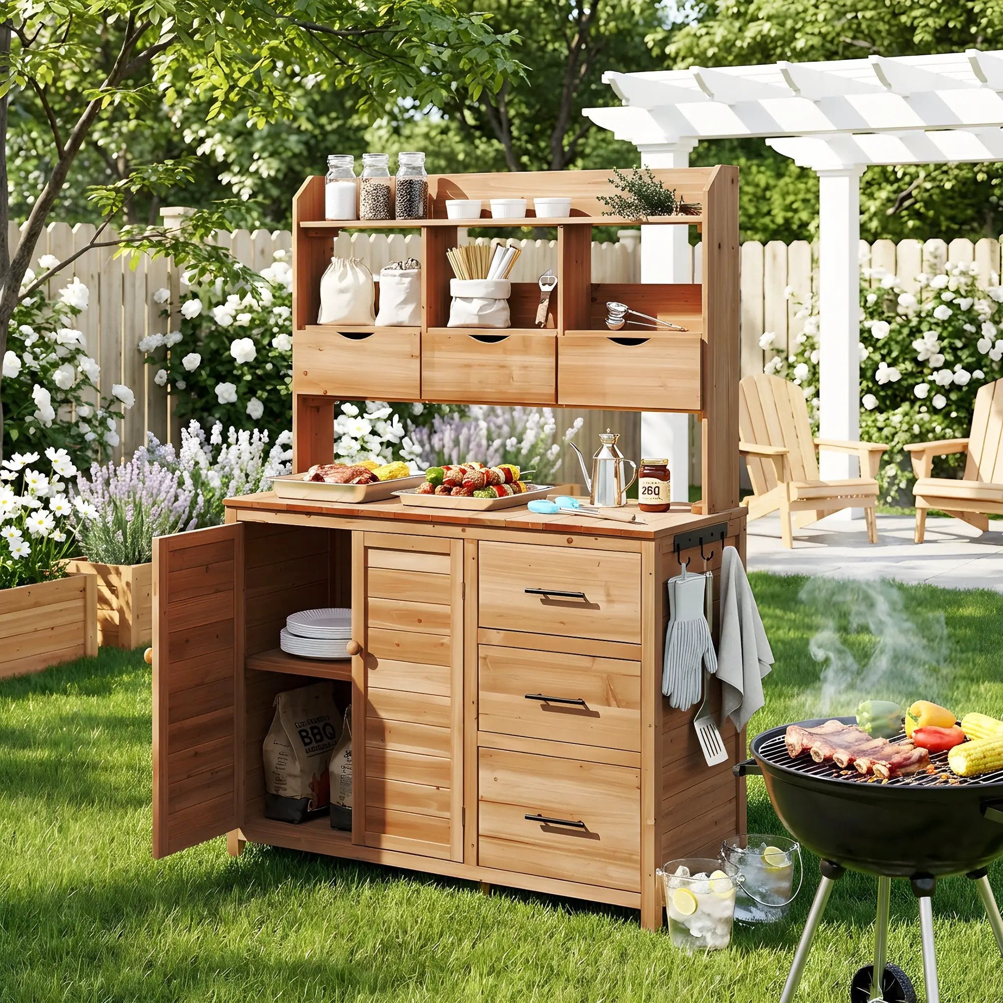TOPMAX Farmhouse Patio Potting Bench with Storage and Workstation by HouseOfZazla