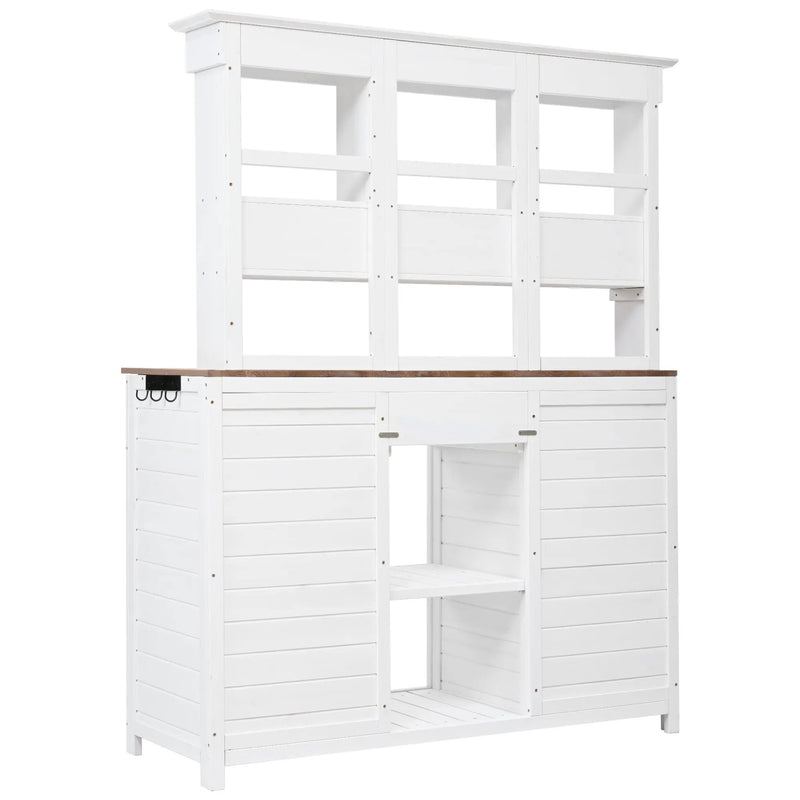 TOPMAX 65.7" Tall Garden Potting Bench Table with Hutch by HouseOfZazla