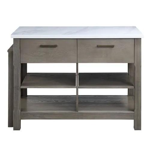 Feivel - Kitchen Island With Pull Out Table - Marble Top & Rustic Oak by Unique Piece Furniture