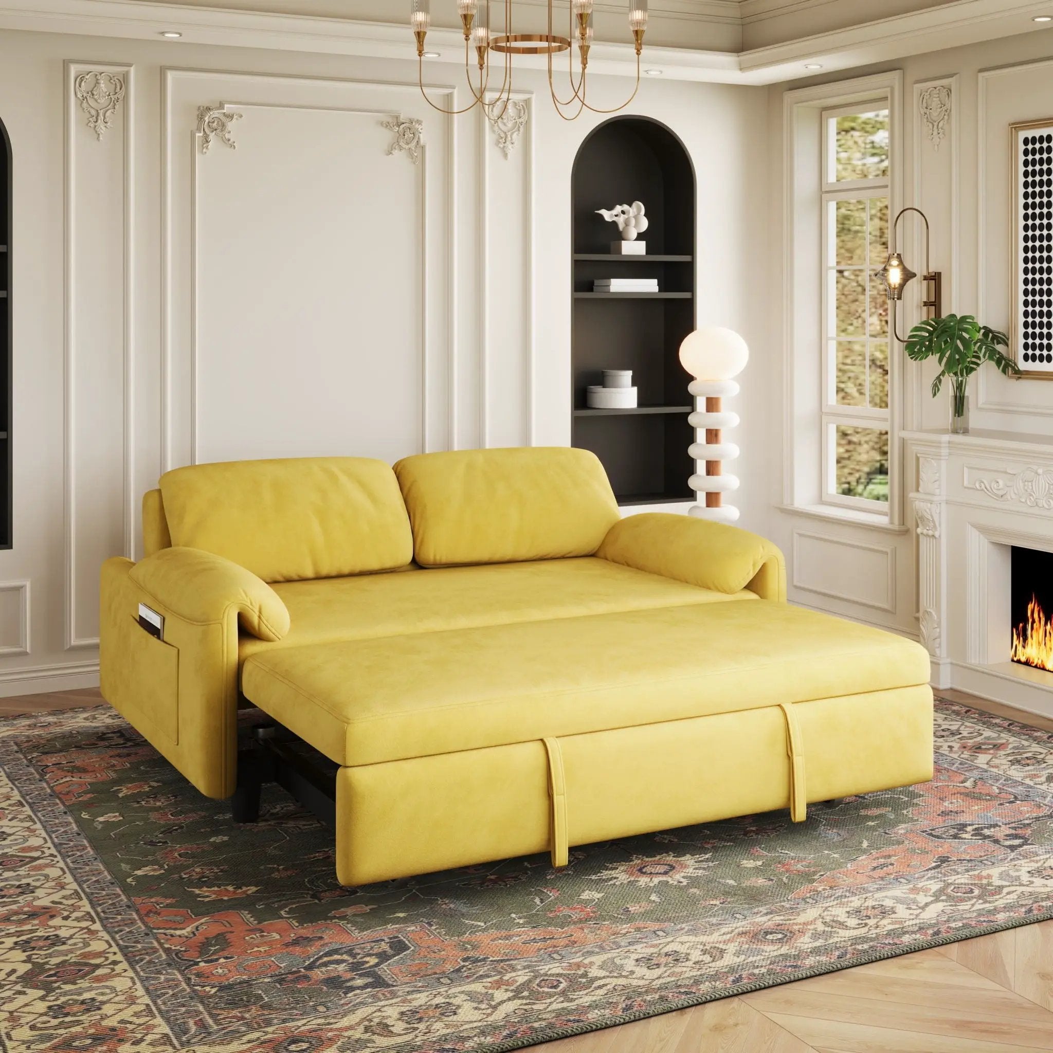 Sofa, Dual Purpose Lounge With Retractable Queen Size Bed by HouseOfZazla