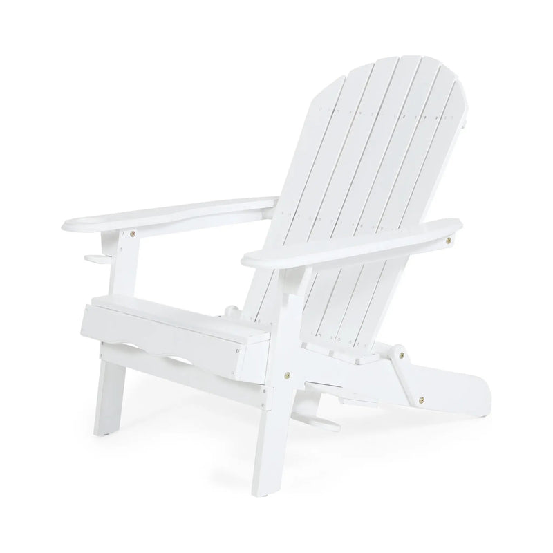 Zenithia Outdoor Foldable Adirondack Chair with 2 Cup Holders, White by HouseOfZazla