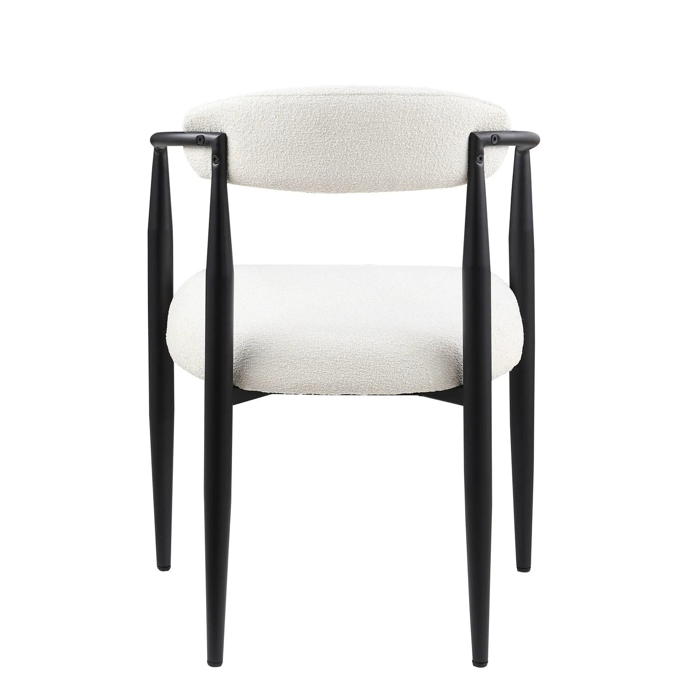 Dining Chairs (Set of 2), Mid-Century Modern Dining Chairs, Kitchen Dining Room Chairs, Round Boucle Backrest Sherpa Dining Chair With Metal Legs by Unique Piece Furniture
